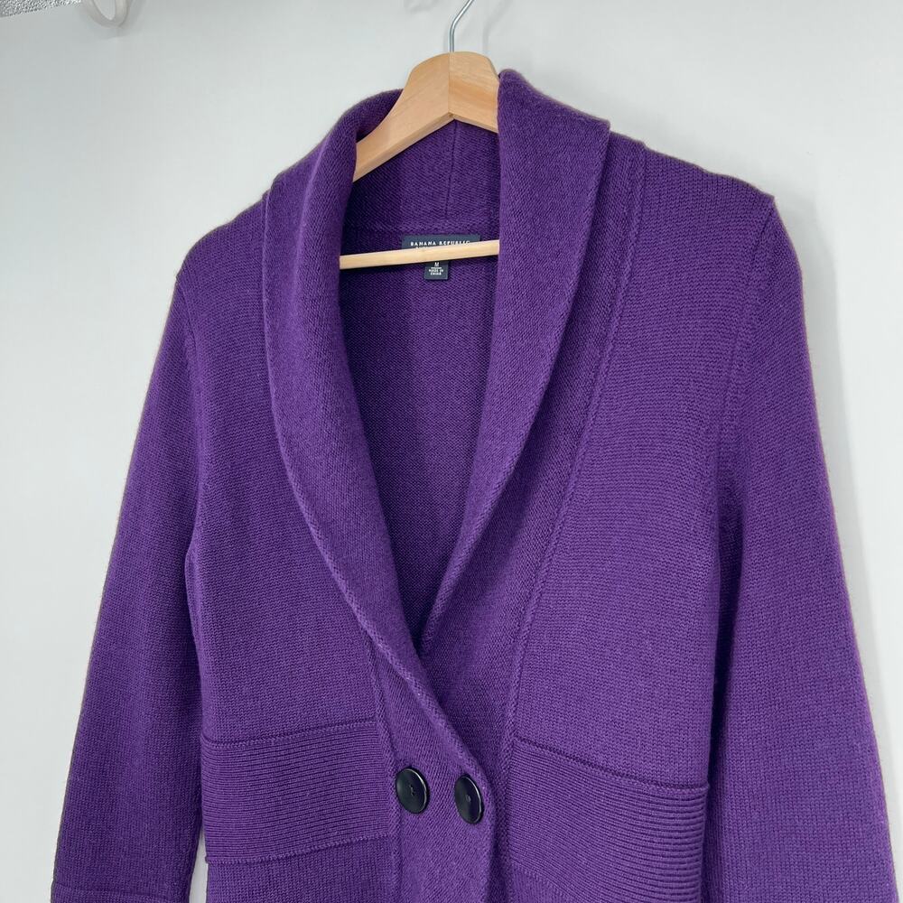 Banana Republic Purple Shawl Collar Buttoned Cardigan - Picture 3 of 9